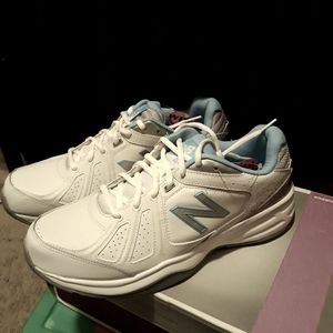 New Balance White and light blue Tennis shoes